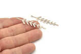 Silver Leaf Charm, 10 Antique Silver Plated Brass Branch Charms With 1 Loop, Charm Pendants (46x10x0.60mm) A3461