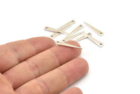 Silver Triangle Charm, 10 Antique Silver Plated Brass Triangle Charms With 1 Hole (22x4x0.80mm) B0209