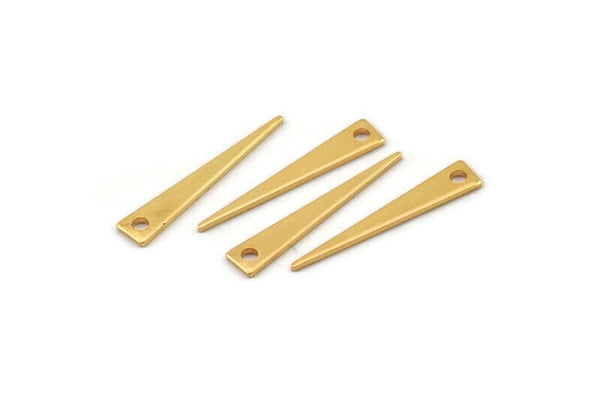 Gold Triangle Charm, 8 Gold Plated Brass Triangle Charms With 1 Hole (22x4x0.80mm) B0209
