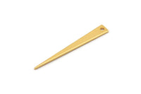 Gold Triangle Charm, 4 Gold Plated Brass Triangle Charms With 1 Hole (38x5x0.80mm) B0210