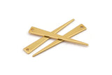 Gold Triangle Charm, 4 Gold Plated Brass Triangle Charms With 1 Hole (38x5x0.80mm) B0210