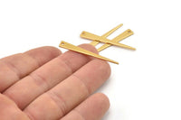 Gold Triangle Charm, 4 Gold Plated Brass Triangle Charms With 1 Hole (38x5x0.80mm) B0210