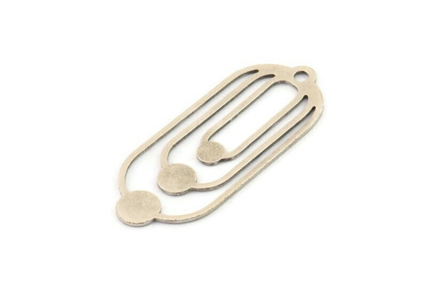 Silver Oval Charm, 8 Antique Silver Plated Brass Oval Charms With 1 Loop, Earring Charms (35x15x0.60mm) A4572