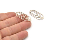 Silver Oval Charm, 8 Antique Silver Plated Brass Oval Charms With 1 Loop, Earring Charms (35x15x0.60mm) A4572