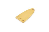 Gold Oval Charm, 2 Gold Plated Brass Half Ellipse Shape Charms With 4 Holes, Pendants, Earrings, Findings (23x12x0.80mm) B0221