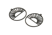 Siyah Yuvarlak Charm, 1 Döngülü 6 Oksitlenmiş Siyah Pirinç Yükselen Güneş Charm'ı, Charm Kolye Uçları (33x30,5x0,60 mm) A5173 H1034