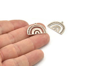 Semi Circle Charm, 8 Antique Silver Plated Brass Semi Circle Irregular Shaped Charms With 1 Loop, Pendant Charms (17x23x0.60mm) A3304