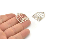 Silver Sun Charm, 8 Antique Silver Plated Brass Sun Shaped Charms With 1 Loop, Charm Pendants, Findings (26x22x0.60mm) A5227 H0303
