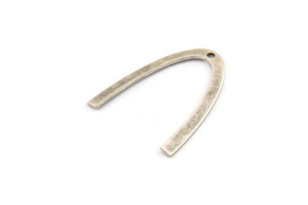 Silver Geometric Charm, 8 Antique Silver Plated Brass V Shaped Charms With 1 Hole Pendants, Findings (28x25x0.70mm) B0244