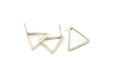 Silver Triangle Earring, 6 Antique Silver Plated Brass Triangle Stud Earrings (17x1.2mm) D0108 A1178
