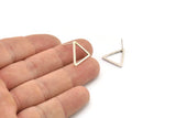 Silver Triangle Earring, 6 Antique Silver Plated Brass Triangle Stud Earrings (17x1.2mm) D0108 A1178