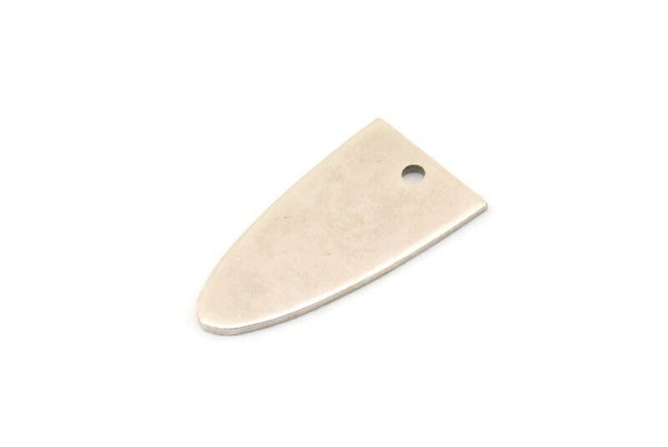 Silver Charm, 6 Antique Silver Plated Brass Half Ellipse Shape Charms With 1 Hole, Pendants, Earrings, Findings (23x12x0.70mm) B0220