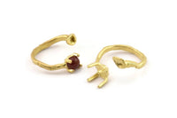 Gold Ring Settings, Gold Plated Brass Claw Rings, Adjustable Rings - Pad Size 6mm N2565