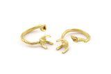 Brass Ring Settings, Raw Brass Claw Rings, Adjustable Rings - Pad Size 6mm N2565