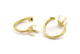 Brass Ring Settings, Raw Brass Claw Rings, Adjustable Rings - Pad Size 6mm N2565