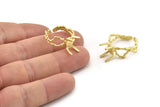 Brass Ring Settings, Raw Brass Claw Rings, Adjustable Rings - Pad Size 6x8mm N2568