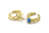 Gold Ring Settings, Gold Plated Brass Claw Rings, Adjustable Rings - Pad Size 6x8mm N2560 H0441