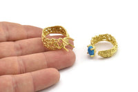 Gold Ring Settings, Gold Plated Brass Claw Rings, Adjustable Rings - Pad Size 6x8mm N2561