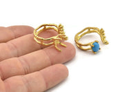 Gold Ring Settings, Gold Plated Brass Claw Rings, Adjustable Rings - Pad Size 6x8mm N2567