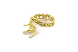 Brass Ring Settings, Raw Brass Claw Rings, Adjustable Rings - Pad Size 6mm N2557