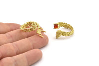 Gold Ring Settings, Gold Plated Brass Claw Rings, Adjustable Rings - Pad Size 6mm N2572