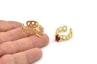 Gold Ring Settings, Gold Plated Brass Claw Rings, Adjustable Rings - Pad Size 6x8mm N2546
