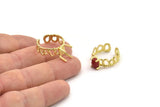 Gold Ring Settings, Gold Plated Brass Claw Rings, Adjustable Rings - Pad Size 6x8mm N2546