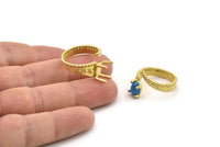 Gold Ring Settings, Gold Plated Brass Claw Rings, Adjustable Rings - Pad Size 6x8mm N2577