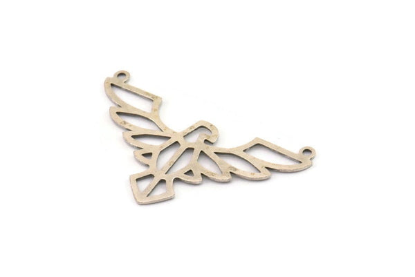 Silver Eagle Charm, 8 Antique Silver Plated Brass Eagle Pendants With 2 Loops, Bird Charms, Necklace Charms (22x38x0.60mm) A6619