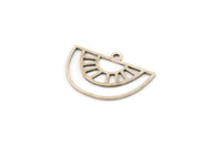 Semi Circle Charm, 12 Antique Silver Plated Brass Semi Circle Charms With 1 Loop, Pendant Charms (16x23x0.60mm) A4289