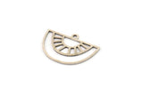 Semi Circle Charm, 12 Antique Silver Plated Brass Semi Circle Charms With 1 Loop, Pendant Charms (16x23x0.60mm) A4289