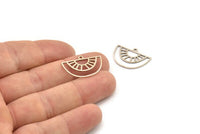 Semi Circle Charm, 12 Antique Silver Plated Brass Semi Circle Charms With 1 Loop, Pendant Charms (16x23x0.60mm) A4289