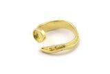 Brass Ring Setting, Raw Brass Adjustable Rings With 1 Stone Settings - Pad Size 6mm N2569