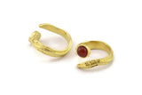 Brass Ring Setting, Raw Brass Adjustable Rings With 1 Stone Settings - Pad Size 6mm N2569
