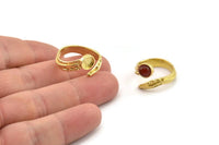 Gold Ring Setting, Gold Plated Brass Adjustable Rings With 1 Stone Settings - Pad Size 6mm N2569