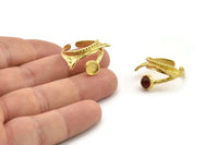 Gold Ring Setting, Gold Plated Brass Adjustable Rings With 1 Stone Settings - Pad Size 6mm N2573