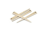 Silver Triangle Charm, 6 Antique Silver Plated Brass Triangle Charms With 1 Hole (38x5x0.80mm) B0210