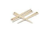 Silver Triangle Charm, 6 Antique Silver Plated Brass Triangle Charms With 1 Hole (38x5x0.80mm) B0210