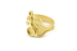 Brass Ring Setting, Raw Brass Adjustable Rings With 1 Stone Settings - Pad Size 6mm N2545