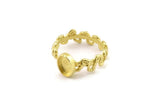 Brass Ring Setting, Raw Brass Adjustable Rings With 1 Stone Settings - Pad Size 6x8mm N2558