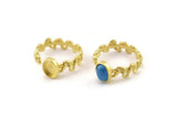 Brass Ring Setting, Raw Brass Adjustable Rings With 1 Stone Settings - Pad Size 6x8mm N2558