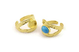 Brass Ring Setting, Raw Brass Adjustable Rings With 1 Stone Settings - Pad Size 6x8mm N2556