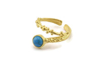 Brass Ring Setting, Raw Brass Adjustable Rings With 1 Stone Settings - Pad Size 6mm N2564