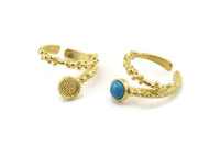 Brass Ring Setting, Raw Brass Adjustable Rings With 1 Stone Settings - Pad Size 6mm N2564