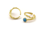 Brass Ring Setting, Raw Brass Adjustable Rings With 1 Stone Settings - Pad Size 6mm N2564