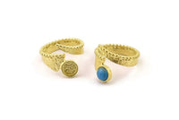 Gold Ring Setting, Gold Plated Brass Adjustable Rings With 1 Stone Settings - Pad Size 6mm N2535