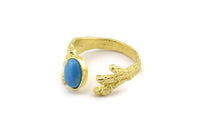Brass Ring Setting, Raw Brass Adjustable Rings With 1 Stone Settings - Pad Size 6x8mm N2554