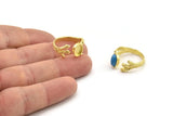 Gold Ring Setting, Gold Plated Brass Adjustable Rings With 1 Stone Settings - Pad Size 6x8mm N2554