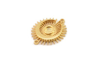 Moon and Sun, Gold Plated Brass, Gold Moon, Gold Sun, Gold Charm, Connectors With 2 Loops - Pad Size 4mm (22x19mm) N1372 H0892
