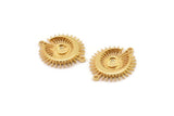 Moon and Sun, Gold Plated Brass, Gold Moon, Gold Sun, Gold Charm, Connectors With 2 Loops - Pad Size 4mm (22x19mm) N1372 H0892